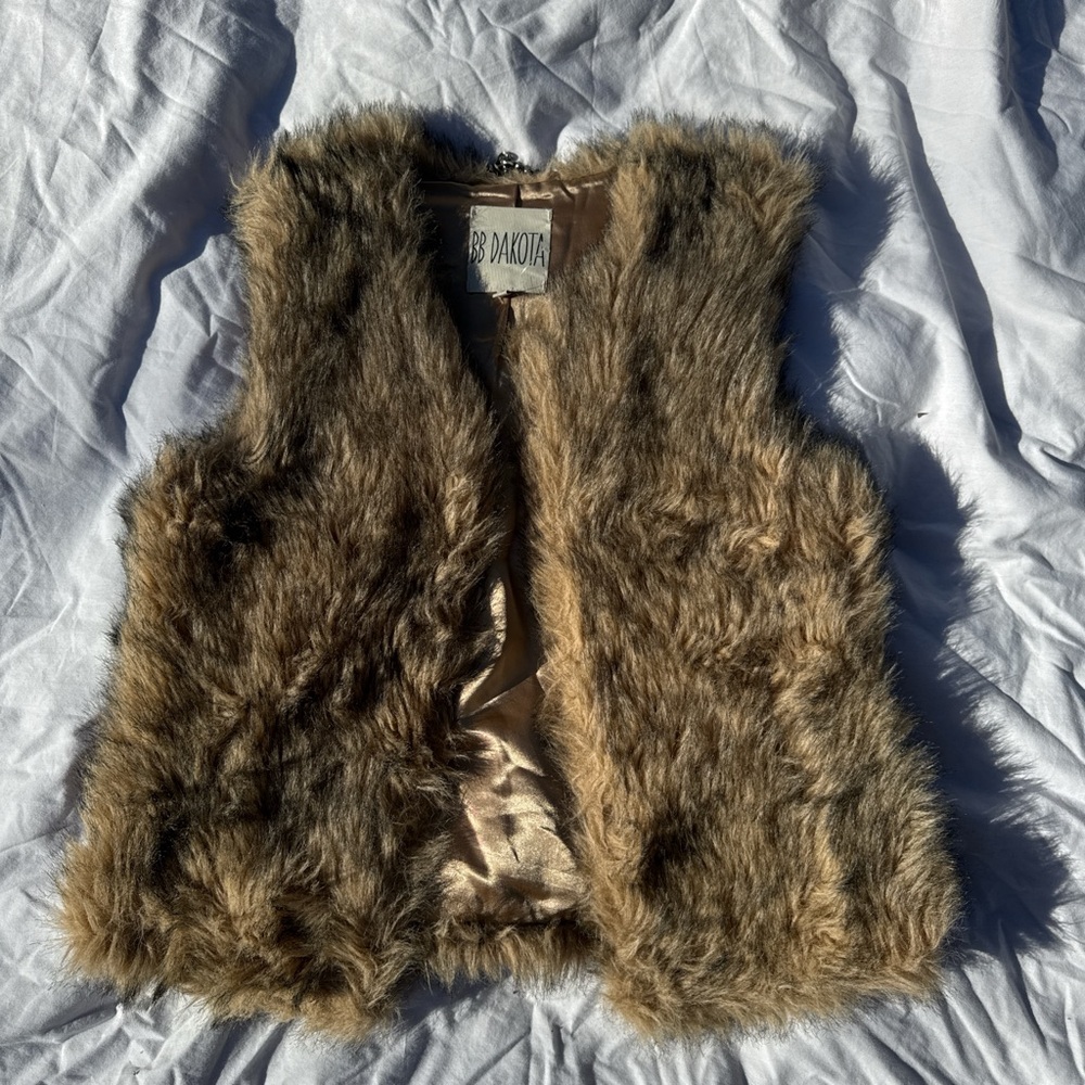 BB Dakota Tan Faux Fur Vest